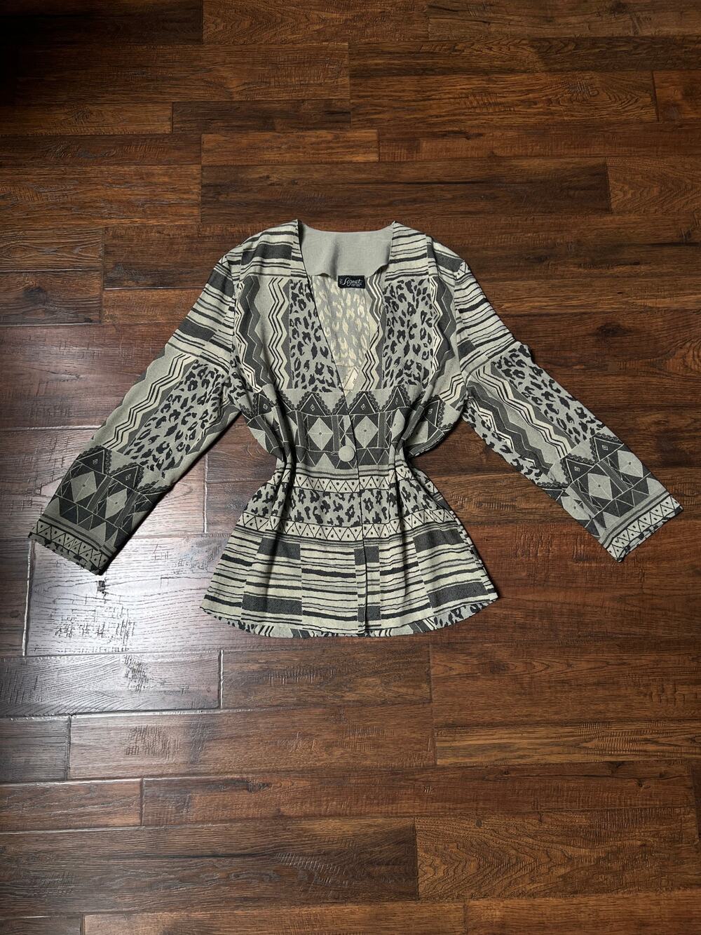 Vintage Signet Acetate Rayon Lightweight Jacket – Geometric Animal Print Medium